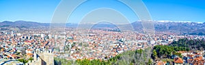 aerial view of unesco world heritage city ohrid in macedonia, fyrom taken from the top of fortress of tzar samuel