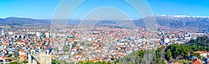 aerial view of unesco world heritage city ohrid in macedonia, fyrom taken from the top of fortress of tzar samuel