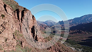 Aerial view of unique desert vally with river flow