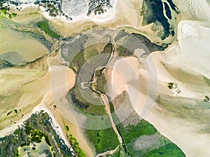 Aerial view of unique Ria Formosa in Fuseta, Algarve, Portugal