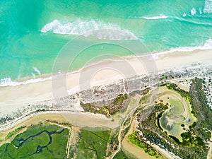 Aerial view of unique Ria Formosa in Fuseta, Algarve, Portugal photo
