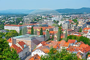 Aerial view of the University library at the Slovenian capital L