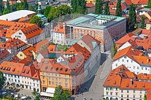 Aerial view of the University library at the Slovenian capital L