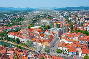 Aerial view of the University library at the Slovenian capital L