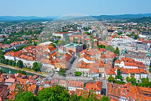 Aerial view of the University library at the Slovenian capital L