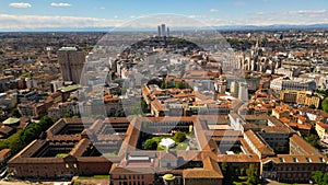 Aerial view of the University of Milan. Drone photography during Milan Design Week 2024