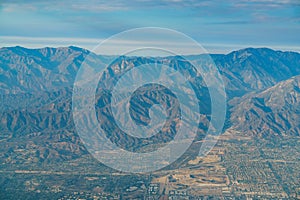 Aerial view of Upland, Rancho Cucamonga, view from window seat i