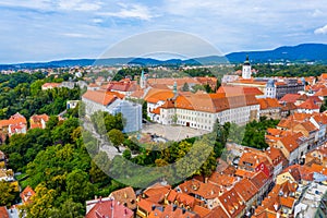 Aerial view of the upper town of Zagreb, Croatia photo