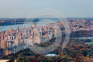 Aerial view of Upper West Side and Central Park in
