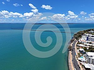 Aerial view of Urangan Pier at Hervey Bay, Queensland, Australia