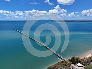 Aerial view of Urangan Pier at Hervey Bay, Queensland, Australia