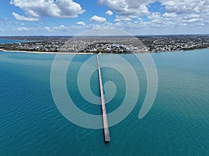 Aerial view of Urangan Pier at Hervey Bay, Queensland, Australia