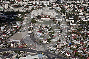 Aerial view with urban infrastructure