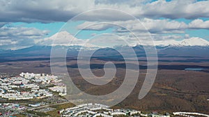 Aerial view of the urban landscape of Petropavlovsk-Kamchatsky