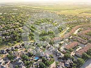 Aerial view urban sprawl in Dallas-Fort Worth area