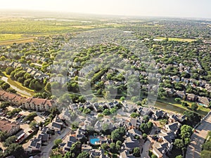 Aerial view urban sprawl in Dallas-Fort Worth area