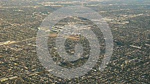 Aerial view of the urban sprawl that is los angeles from an airplane