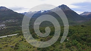 Aerial view of Ushuaia capital of Tierra del Fuego. Argentina.