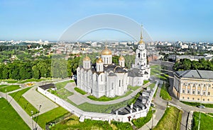 Aerial view of Uspenskiy cathedral in Vladimir