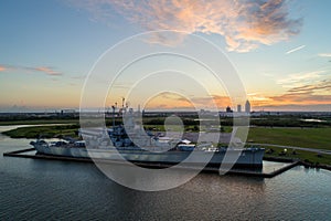 USS Alabama battleship in Mobile Bay