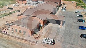 Aerial view of Utah countryside and buildings on a beautiful summer day from drone point of view, USA