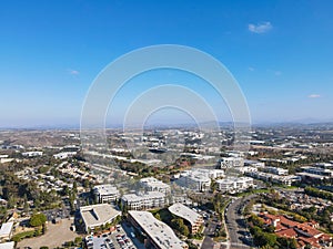 Aerial view of UTC, University City large residential and commercial, San Diego