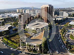 Aerial view of UTC, University City large residential and commercial, San Diego