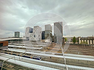 Aerial view of Utrecht railway station, Netherlands