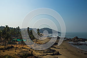 Aerial view of Vagator Beach in North Goa, India
