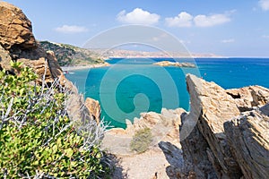 Aerial view on Vai palm beach in Crete island. Day foto.