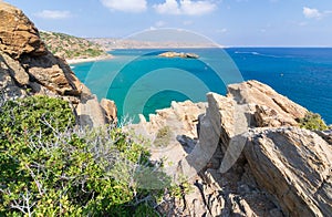 Aerial view on Vai palm beach in Crete island. Day foto