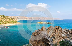 Aerial view on Vai palm beach in Crete island. Day foto.