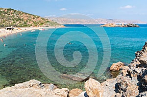 Aerial view on Vai palm beach in Crete island. Day foto