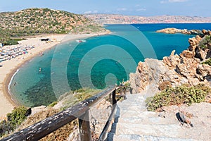 Aerial view on Vai palm beach in Crete island. Day foto