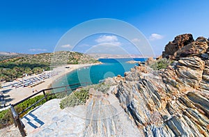 Aerial view on Vai palm beach in Crete island. Day foto
