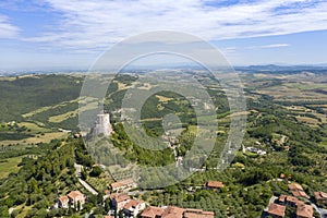 aerial view of the Val d'Orcia in Tuscany in the province of Siena Rocca d'Orcia1