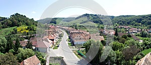 Aerial view of Valea Viilor Saxon village, Transylvania, Romania photo