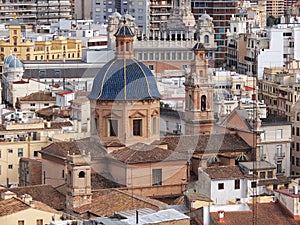 Aerial view of Valecia, Spain, with Church of Saint Thomas (Iglesia Santo Tomas Apostol) in foreground photo