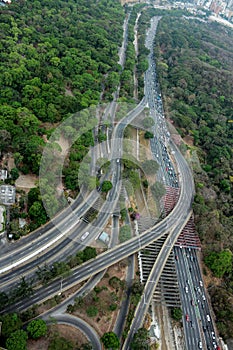 Aerial view of the Valle-Coche highway in the city of Caracas, Venezuela photo