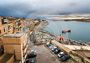 Aerial View on Valletta and Grand Harbour from Barrakka Gardens