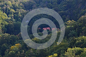 Aerial View of the Valley Ilsetal in the Harz Mountains, Ilsenburg, Saxony - Anhalt