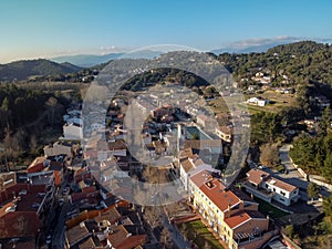 Aerial view of Vallgorguina village in Catalonia