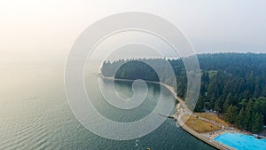 Aerial view of Vancouver skyline from Stanley Park, Canada