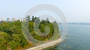 Aerial view of Vancouver skyline from Stanley Park, Canada
