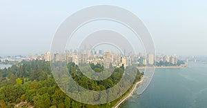 Aerial view of Vancouver skyline from Stanley Park, Canada