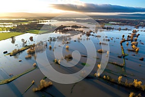 aerial view of the vast extent of the flooded field