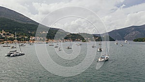 Aerial view of Vathy, Ithaca bay