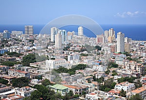 Aerial view of Vedado Quarter in Havana, Cuba