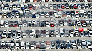 aerial view of vehicles in the parking lot