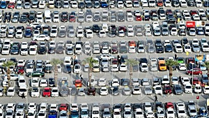 aerial view of vehicles in the parking lot